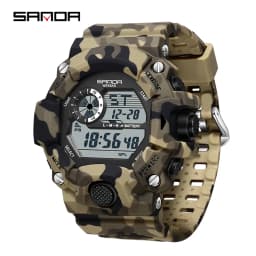 Fashion SANDA 2183 Men's Camouflage Military Multi Functional Waterproof Day Night Light Calendar Men's Electronic Watch 2025
