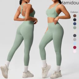 Women 2pcs Patchwork Sport Yoga Suit Training Sleeveless Sport Gym Tops  Tummy Control Slimming Booty Leggings Yoga Suit Sports