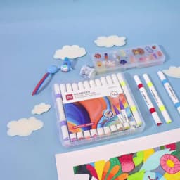 Deli Dual-Tip Acrylic Markers Set Highlighters Art Brush Paint Pens for Doodling Hand Drawing Multiple Sizes 12/24/36/48 Pcs