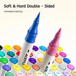 Deli Dual-Tip Acrylic Markers Set Highlighters Art Brush Paint Pens for Doodling Hand Drawing Multiple Sizes 12/24/36/48 Pcs
