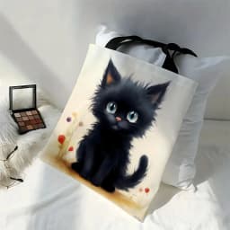 1pc Cute Cartoon Cat Shoulder Bags Funny Animal The Starry Night Shoulder Bags Casual Fashionable Bag, Multi Functional Handbag