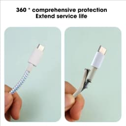 New 1.4M Laser Color TPU Spiral USB Charging Cable Protector for IPhone Samsung Huawei Earphone Cord Line Anti-break Protection