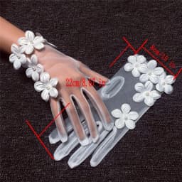 Korean Simple Short White Transparent Mesh Flower Pearl Wedding Dresses Gloves For Bride Evening Parties Etiquette Accessories
