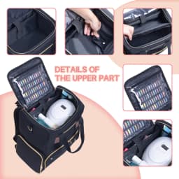 UOZL Nail Polish Organizer Backpack Holds 80 Bottles and a Nail Lamp Supplies with 2 Removable Cases Storage Bag Professional Tr
