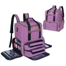 UOZL Nail Polish Organizer Backpack Holds 80 Bottles and a Nail Lamp Supplies with 2 Removable Cases Storage Bag Professional Tr