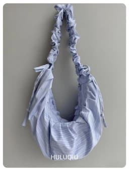 Pleated Striped Dumpling Hobo Bag Solid Color Korean Soft Cotton Phone Purse Stylish Underarm Shoulder Shopping Bag