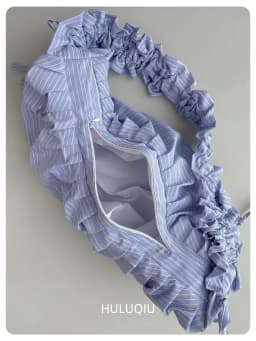 Pleated Striped Dumpling Hobo Bag Solid Color Korean Soft Cotton Phone Purse Stylish Underarm Shoulder Shopping Bag