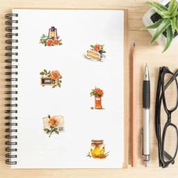 50PCS Retro Orange Flower Graffiti Stickers Scrapbooking Collage Material Water Cup Skateboard Phone Case Waterproof Stickers