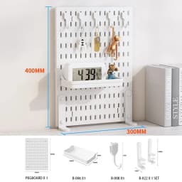 No-Drill Clamp-On Standing Pegboard Storage Organizer, Desktop Rack with DIY Accessories, Office Desk Stationery Holder