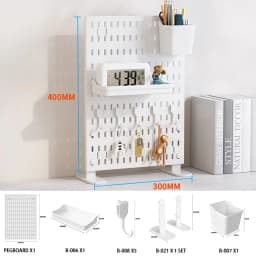 No-Drill Clamp-On Standing Pegboard Storage Organizer, Desktop Rack with DIY Accessories, Office Desk Stationery Holder