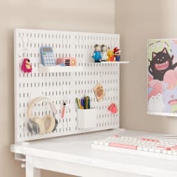 No-Drill Clamp-On Standing Pegboard Storage Organizer, Desktop Rack with DIY Accessories, Office Desk Stationery Holder