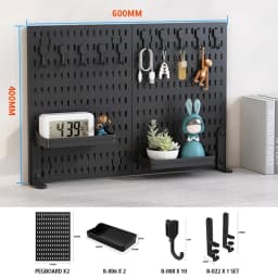 No-Drill Clamp-On Standing Pegboard Storage Organizer, Desktop Rack with DIY Accessories, Office Desk Stationery Holder