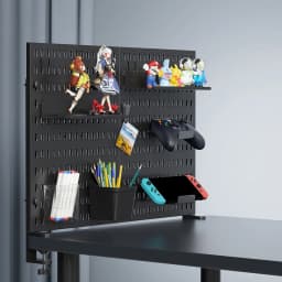 No-Drill Clamp-On Standing Pegboard Storage Organizer, Desktop Rack with DIY Accessories, Office Desk Stationery Holder