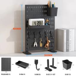 No-Drill Clamp-On Standing Pegboard Storage Organizer, Desktop Rack with DIY Accessories, Office Desk Stationery Holder