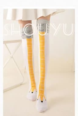 Internet celebrity funny novel chicken claw socks heart machine showing slimming over knee socks ostrich pattern chicken feet lo