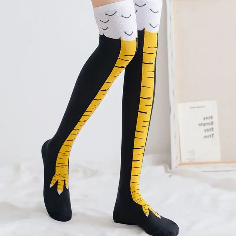 Internet celebrity funny novel chicken claw socks heart machine showing slimming over knee socks ostrich pattern chicken feet lo