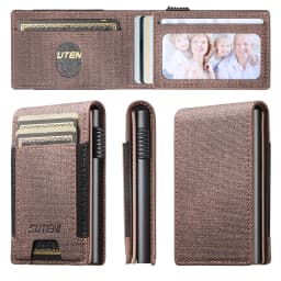 SUTENI Faux Leather For Men Wallet Card Slot Wallet Flip Cover Card Box Pressing The Button Automatically Ejects The Card