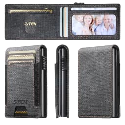 SUTENI Faux Leather For Men Wallet Card Slot Wallet Flip Cover Card Box Pressing The Button Automatically Ejects The Card