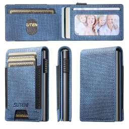 SUTENI Faux Leather For Men Wallet Card Slot Wallet Flip Cover Card Box Pressing The Button Automatically Ejects The Card