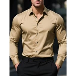 2025 Men's Shirt Brand New Solid Color Long Sleeve Smart Casual Four Season Elastic Male Business Shirts