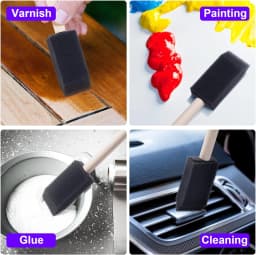10Pcs Sponge Brush Wooden Handle Watercolor Oil Stain Art Craft Painting Drawing for kids