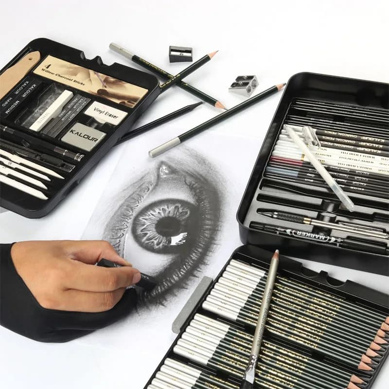 KALOUR Art 70pcs Sketching&Drawing Pencil Set Professional Various Hardness Pencils For Kids Artists Beginners In Gift Tin Box