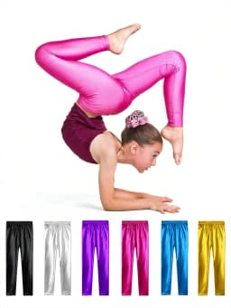 Glow Kids Dance Pants Girls Ballet Training Leggings with Sparkle Children's High Waist Yoga Pants Kids Stretchy Gymnastics Wear