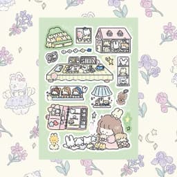 Korean Cute Cartoon Girl Character Handbook Stickers Hand Account Diary Notebook Scrapbook Stationery DIY Decorative Stickers