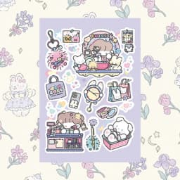 Korean Cute Cartoon Girl Character Handbook Stickers Hand Account Diary Notebook Scrapbook Stationery DIY Decorative Stickers
