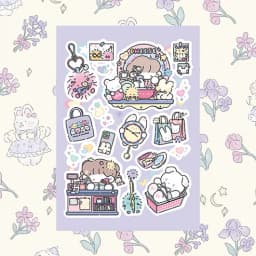 Korean Cute Cartoon Girl Character Handbook Stickers Hand Account Diary Notebook Scrapbook Stationery DIY Decorative Stickers