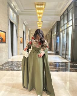 Customized Intricate Matching Jersey Flower Beading Sash A-line Square Neck Long Dresses Bespoke Occasion Dresses Exquisite Sexy