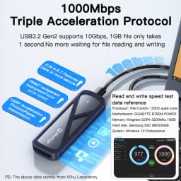 Meetiger M.2 NVMe SSD Enclosure 5/10Gbps External Case for M.2 NVMe NGFF SATA SSD Adapter Tool Free External Hard Drive Case