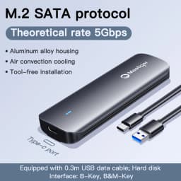 Meetiger M.2 NVMe SSD Enclosure 5/10Gbps External Case for M.2 NVMe NGFF SATA SSD Adapter Tool Free External Hard Drive Case