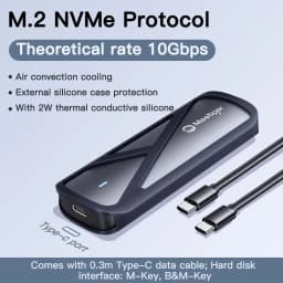 Meetiger M.2 NVMe SSD Enclosure 5/10Gbps External Case for M.2 NVMe NGFF SATA SSD Adapter Tool Free External Hard Drive Case