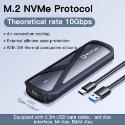 Meetiger M.2 NVMe SSD Enclosure 5/10Gbps External Case for M.2 NVMe NGFF SATA SSD Adapter Tool Free External Hard Drive Case