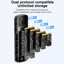 Meetiger M.2 NVMe SSD Enclosure 5/10Gbps External Case for M.2 NVMe NGFF SATA SSD Adapter Tool Free External Hard Drive Case