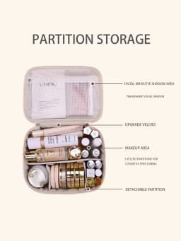 New PU leather makeup bag with large capacity, portable, and high-end outdoor feel, layered and multi-layer waterproof makeup ca