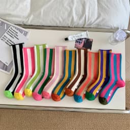 1Pairs Striped Funny Socks Korean Japanese Man Women Design Unisex Fashion Trendy Crew Stockings