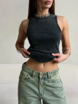 100% Cotton Solid Color Women Washed Vest Y2K Casual Tank Top Street Sleeveless Clothes Summer Rhinestone Craft Sportswear