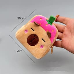 Capybara Plush Coin Purse, Minimalist Style Fabric Storage Bag, No Print Edge, Charming Earphone & Data Cable Backpack Pendant