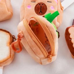 Capybara Plush Coin Purse, Minimalist Style Fabric Storage Bag, No Print Edge, Charming Earphone & Data Cable Backpack Pendant