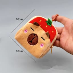 Capybara Plush Coin Purse, Minimalist Style Fabric Storage Bag, No Print Edge, Charming Earphone & Data Cable Backpack Pendant