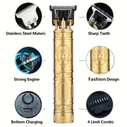 T9 Portable Vintage Hair Trimmer - USB Fast Charging Cordless Barber Clipper for Men's Beard Grooming Hair Cutting Machine