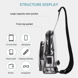 TINYAT Multi Color Clear Women's Chest Bag Comes with USB,Type-c Port,Suitable for Attending Concerts and Outdoor Parties