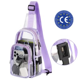 TINYAT Multi Color Clear Women's Chest Bag Comes with USB,Type-c Port,Suitable for Attending Concerts and Outdoor Parties