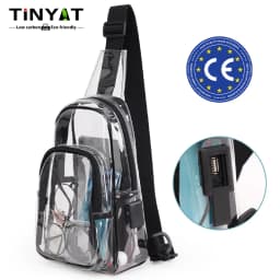 TINYAT Multi Color Clear Women's Chest Bag Comes with USB,Type-c Port,Suitable for Attending Concerts and Outdoor Parties