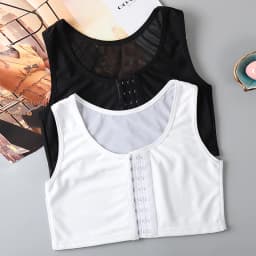 Women's Breathable Chest Breast Binder Wireless Chest Wrap Bandage Thin Short Vest Underwear Les Buckle Tomboy Bra