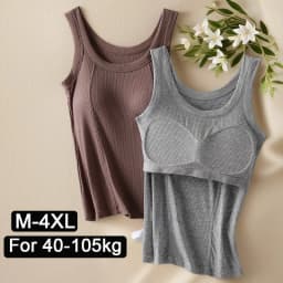 M-4XL For 45-105kg Threaded Cotton Plus Size Camisole Top with Built-in Bra For Women Modal Seamless Underwear Tank Tops