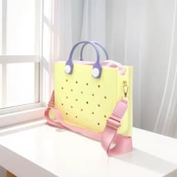 The orange guy Purple Women Fashion New EVA Punched Handbag Casual Waterproof Travel Tote Bag Fit Charms Outdoor Beach Bags