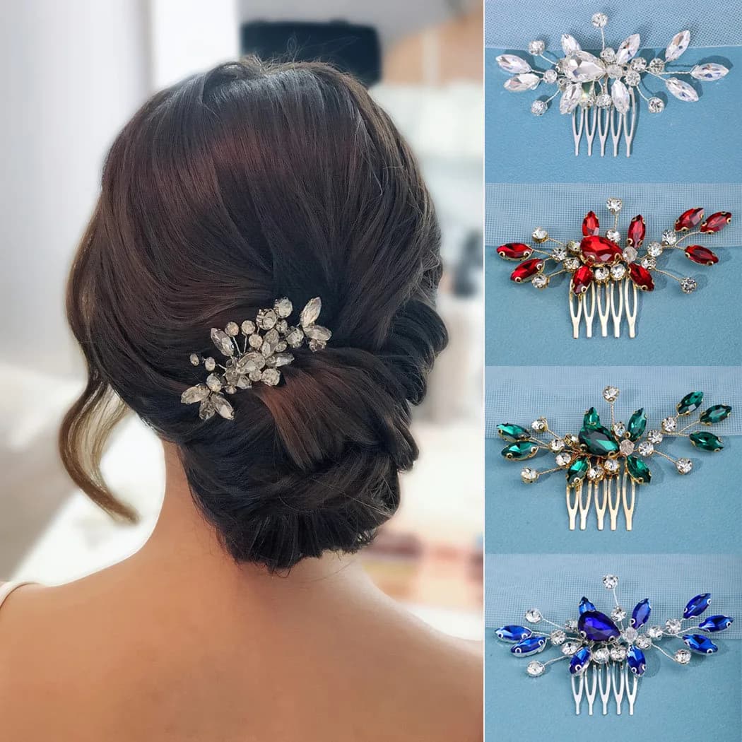 Luxury Crystal Rhinestone Flower Pearl Hair Comb Bridal Headband Tiara Hairpin Party Wedding Bridal Hair Accessories Jewelry